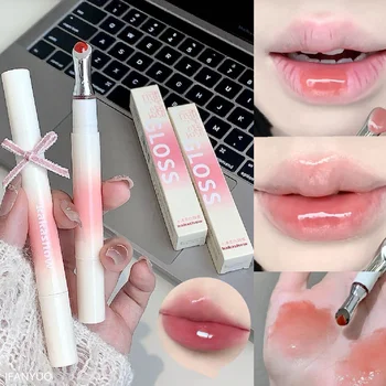 Kakashow Specchio Acquoso Lucidalabbra Pennello di Ferro Testa Gelatina Lucidalabbra Idratante Lip Tint Rossetto Natura Labbra Nude Trucco Cosmetici