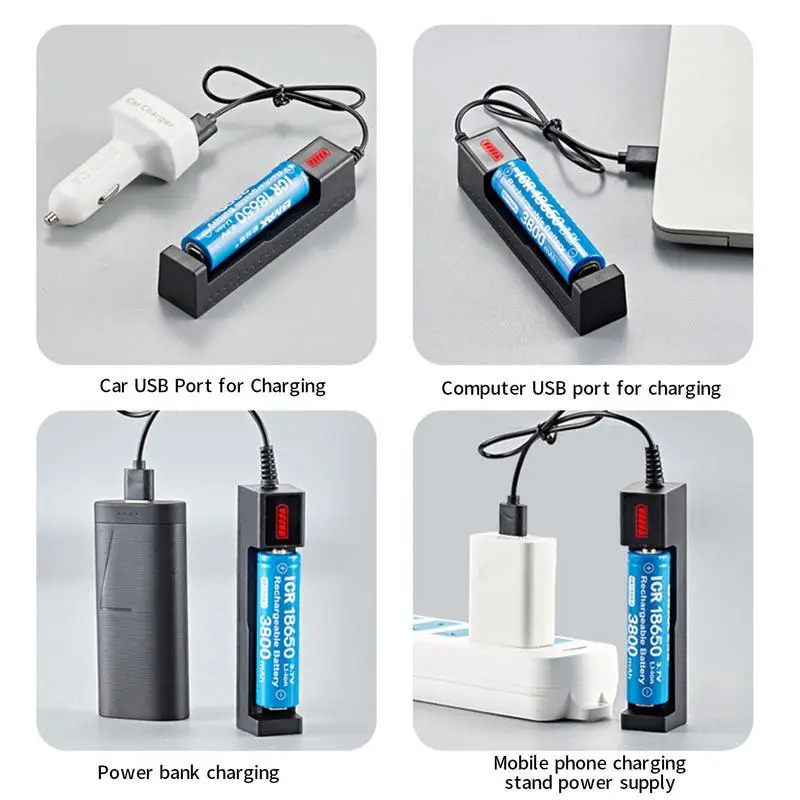 18650 Battery Charger Single Slot USB Battery Charging Tool Suitable For Li-ion Batteries 10440 14330 14500 16500 18500 16650