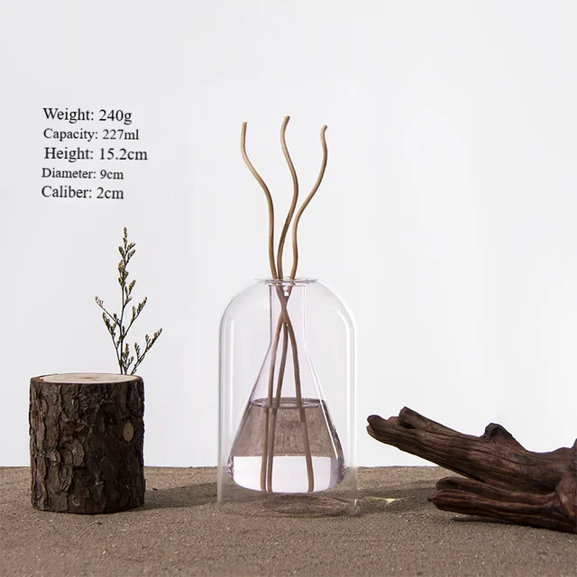 Bouteille de diffuseur de roseaux de parfum vide, bouteilles d'huile essentielle carrées vides, pot en verre pour bricolage, ensembles de diffuseurs de remplacement de parfum 4