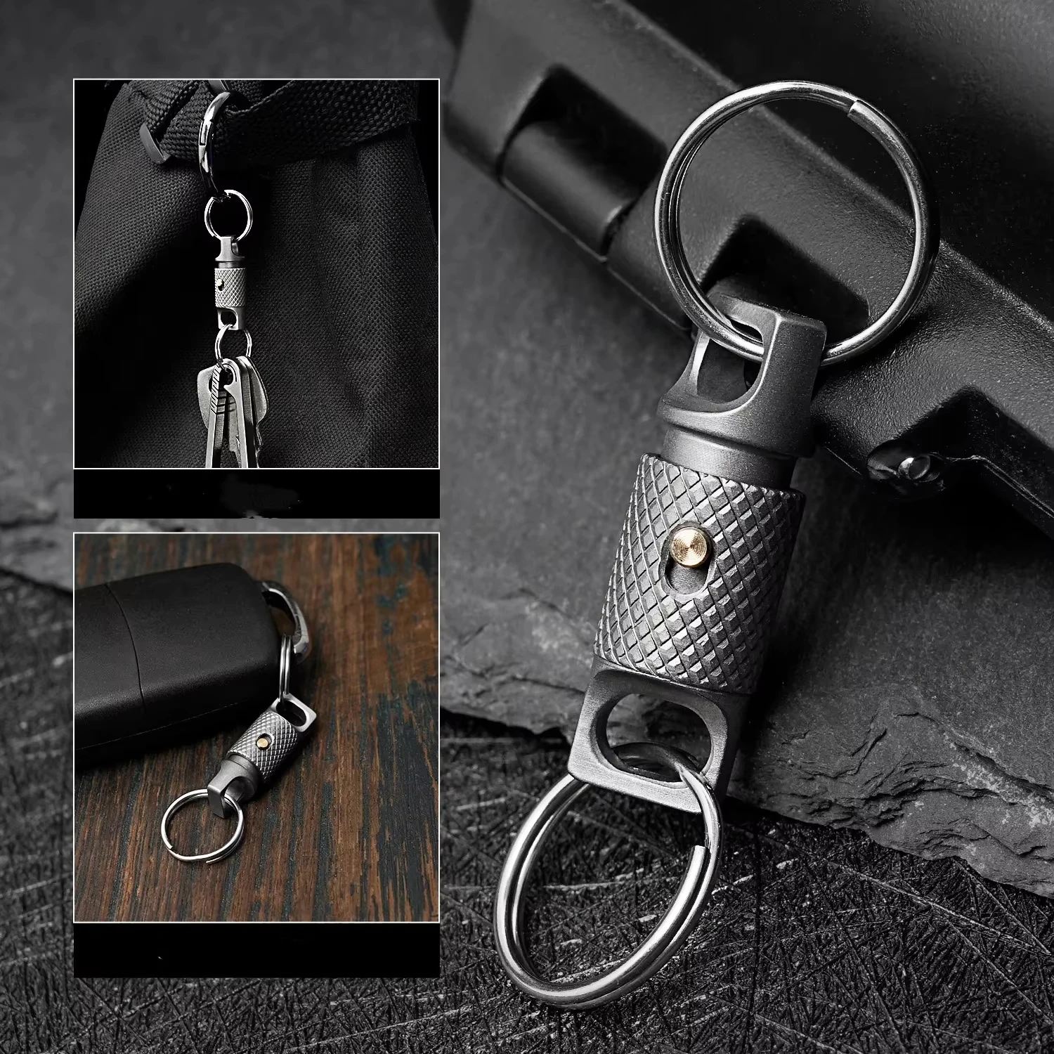 Titan-Schlüsselanhänger, stilvoller Schnellverschluss-Schlüsselanhänger, robuster Schlüsselanhänger, Premium-EDC-Schlüsselhalter für Outdoor-Aktivitäten, Edc-Reisen – Detail 11