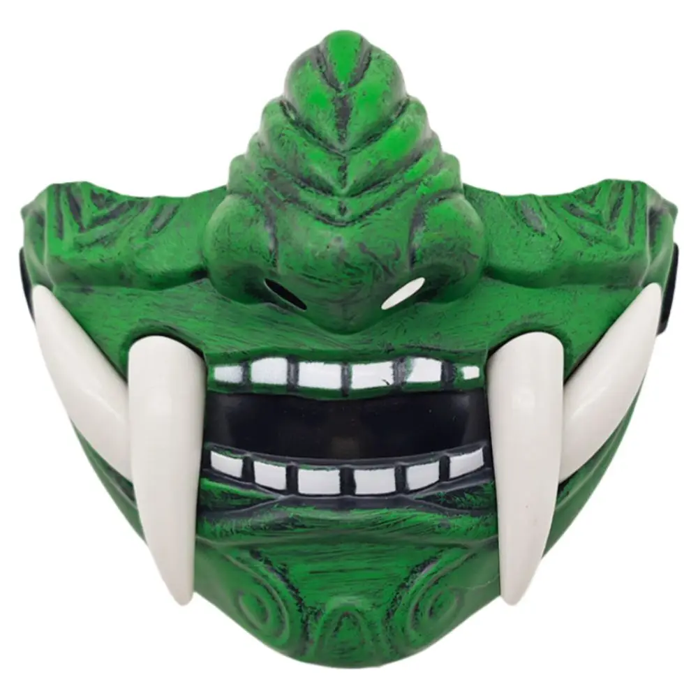 Realistische 3D japanische Samurai-Maske, leicht, atmungsaktiv, Halloween-Cosplay-Masken, wilde Zähne, Fang-Maske, Kleidungszubehör – Detail 6
