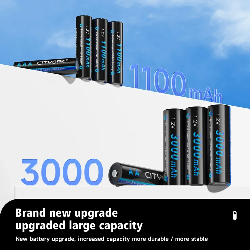 1.2V AA aaa NI MH Rechargeable Batteries 3000mAh aa 1100mAh aaa Battery+8 solt LCD Charger For 1.2V NIMH 2a 3a Batteries aa aaa 6