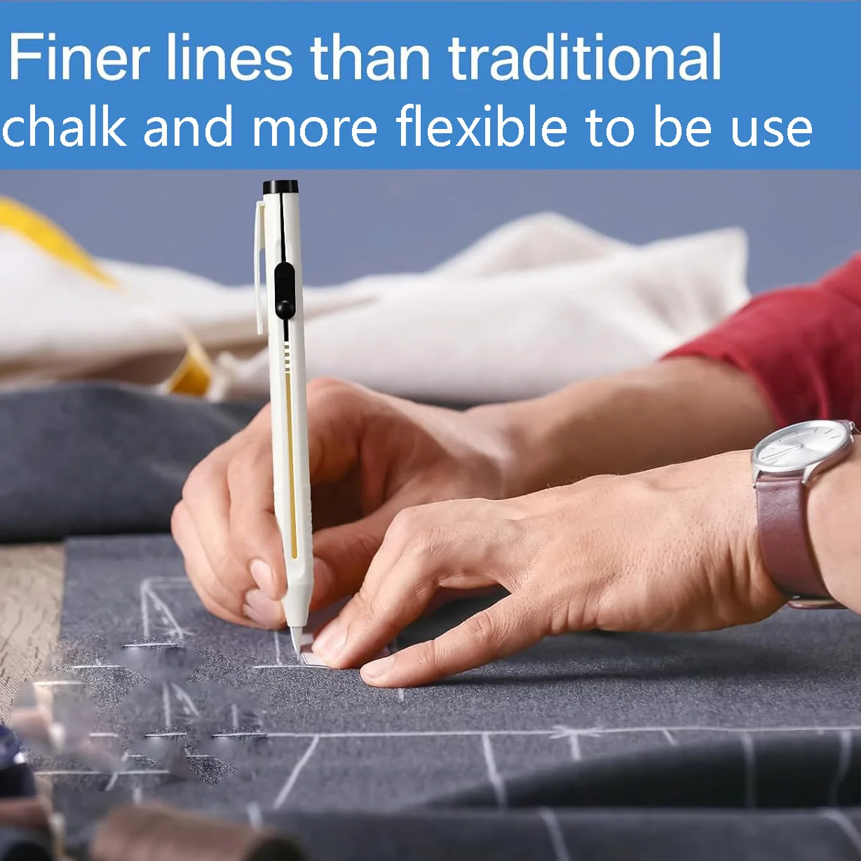 2 Stift mit 20 Minen, Schneiderkreide, Bleistift, Patchwork, verschwindende Stoffmarkierungsstifte für DIY-Handwerk, Nähen, Markieren, Kreide, Nähen, Ac – Detail 11