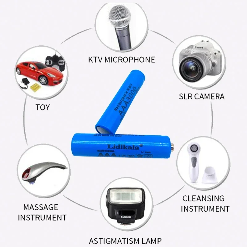 2-120PCS High Quality 1.2V AAA 3000mAh Nickel Hydrogen Battery Alkaline 1.2V Clock Toy Camera Battery Rechargeable Battery 6