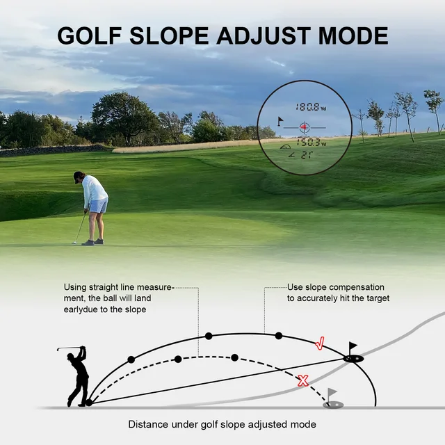MILESEEY 레이저 거리 측정기, 골프 거리 측정기, 골프 사냥용 PF210, 정확한 거리 측정