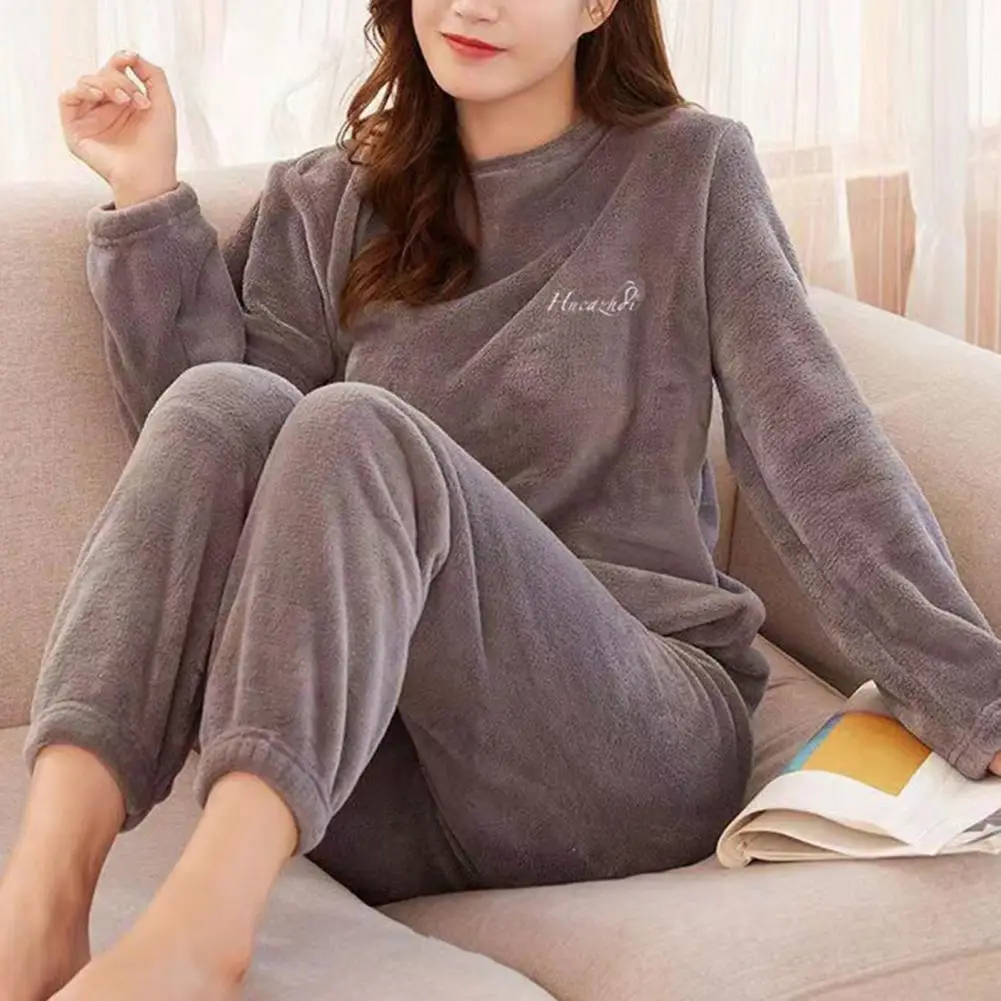 

Pajamas For Couples Set Thick Warm Coral Fleece Homewear Winter Lounge Men'S Clothing Soft Loose Pajamas Women Home Clothes Suit