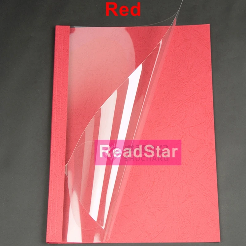 10PCS/BAG ReadStar clear face Red bottom thermal binding cover A4 binding cover 1-50mm(1-180sheets) Transparent