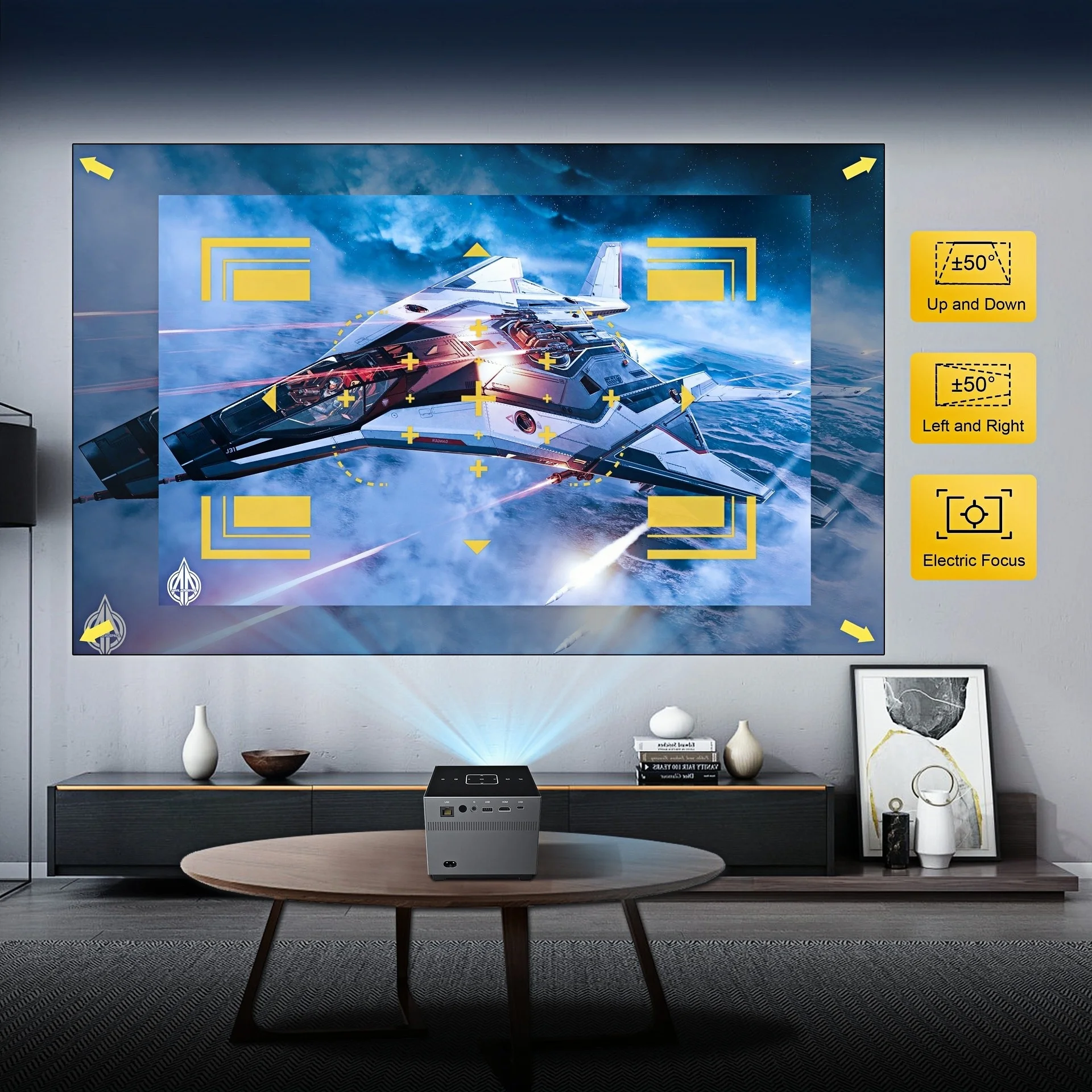 XNANO 미니 프로젝터, 네이티브 720p, 안드로이드 9.0, 전동 초점, 8K 디코딩, 듀얼 WiFi6, BT5.0, ARGB 조명, 휴대용 시네마 프로젝터