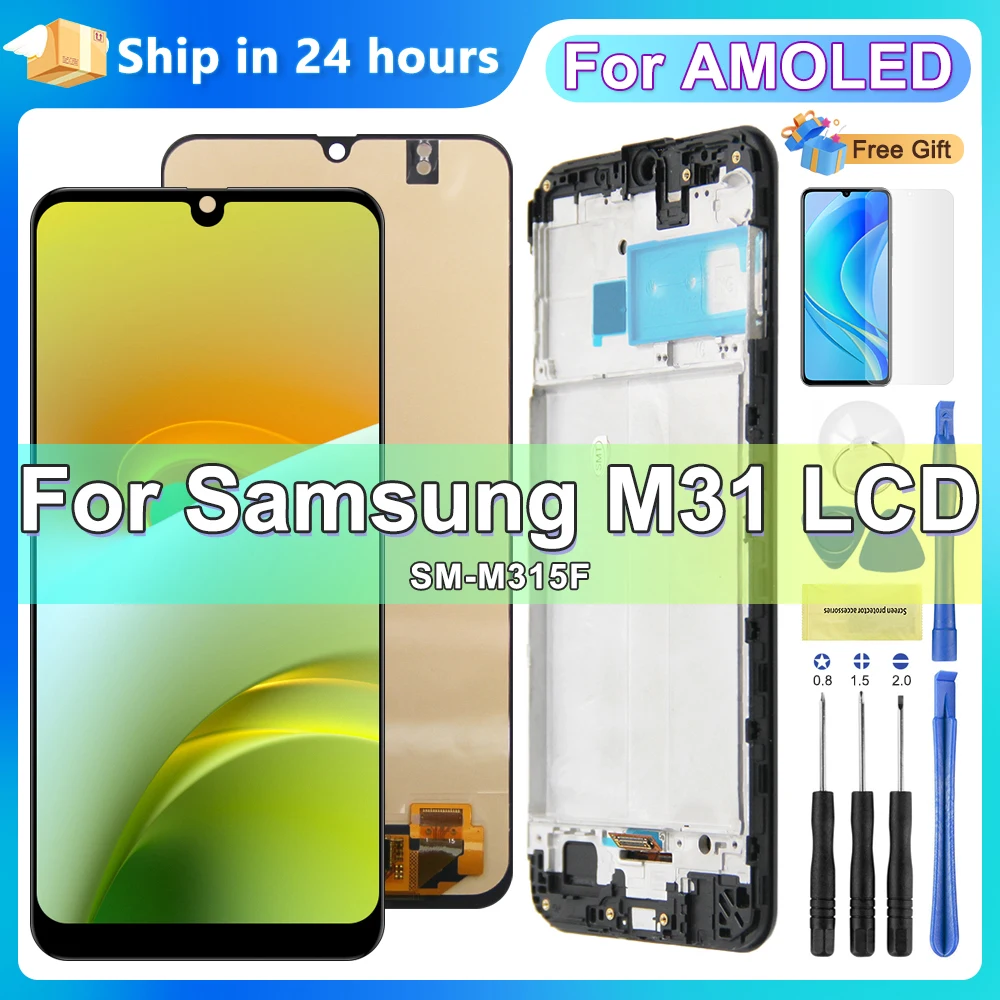 スーパーOLED LCDタッチスクリーンデジタイザー,修理部品,Samsung m31