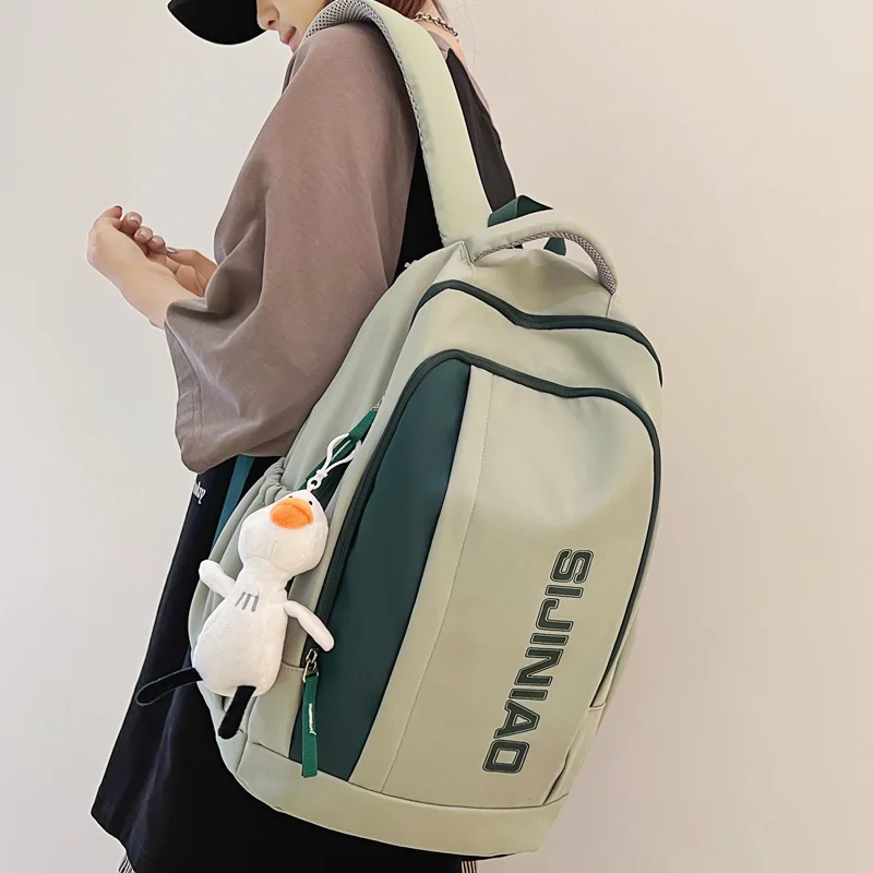 

Fashion Letter Printing Nylon Women Backpack Female Large Capacity Contrast Color Travel Bag Preppy Style Schoolbag for Girls