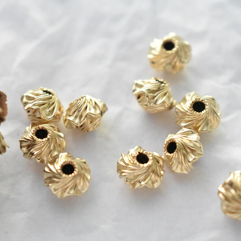 14 Karat Gold gefüllte Geometrie-Perlen, Abstandshalter, Kürbisperlen für Schmuckherstellung, DIY-Zubehör, hypoallergenes Schmuckzubehör – Detail 23