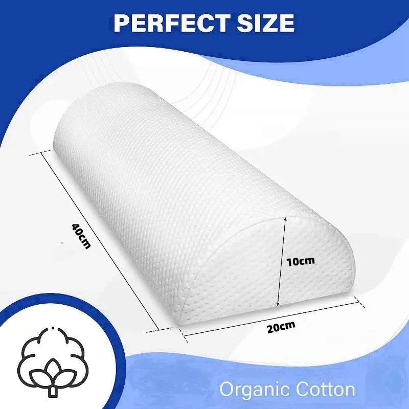 Back and Head Memory Foam Cotton Comfort Bolster Pillow for LegsCover Lumbar Support Pillow for Semi Roll Pillow