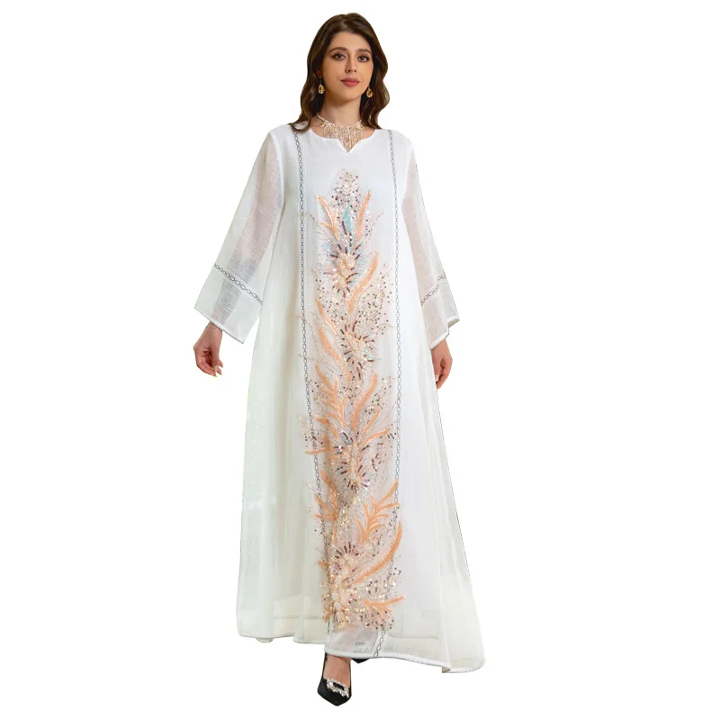

Eid арабское мусульманское женское платье с бисером, сетчатая абайя, марокканский кафтан, длинное платье, Турция, Рамадан, платья, Саудовский арабский халат
