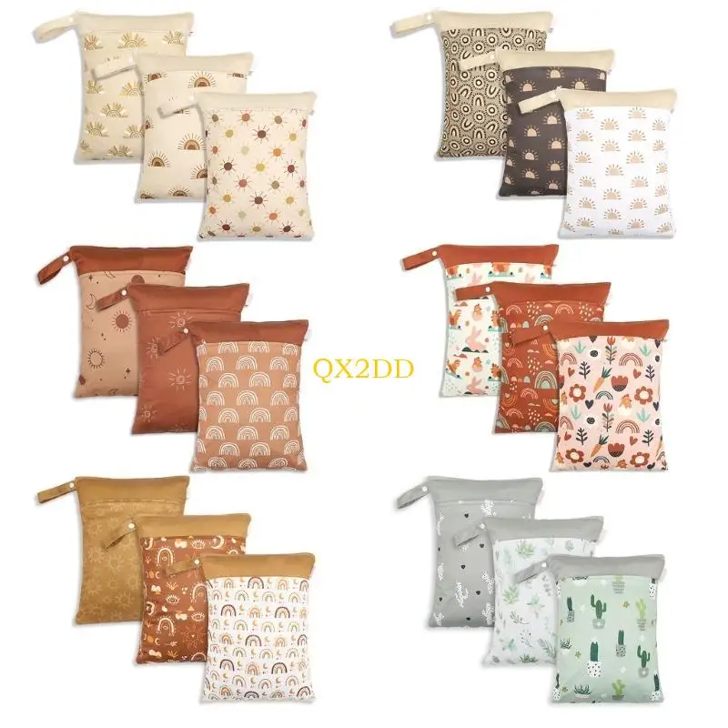  천 기저귀 보관을위한 QX2D 건식 젖은 가방 방수 기저귀 가방 스냅 교수형 가방