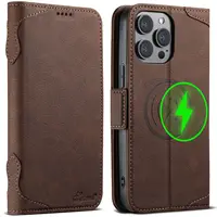Magnetic Wireless Charge Case for iPhone 16 Pro Max 14 12 13 15 Pro Max 16 Plus Shockproof Leather Wallet Card Slots Flip Cover 2