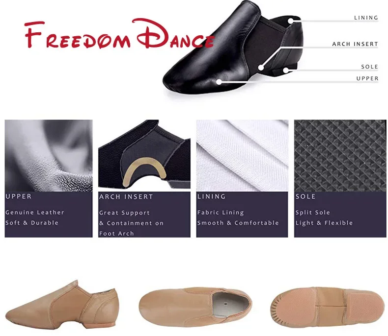 Dance Shoes Genuine Leather Stretch Slip on Jazz Dance Shoes For Women Men Exercise