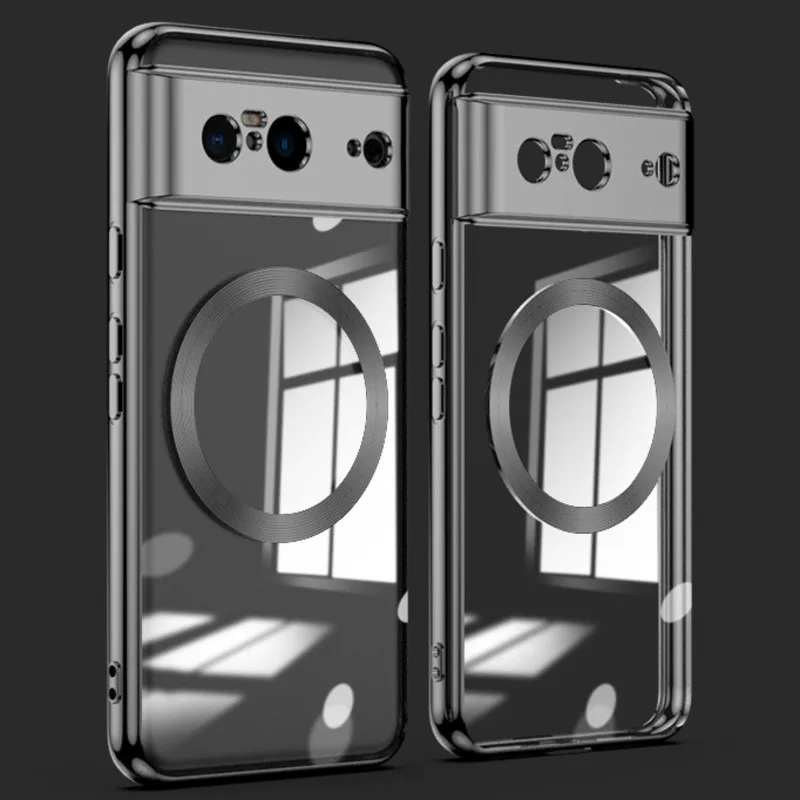 

Luxury For Magsafe Magnetic Wireless Charging Case ForGoogle Pixel 8 Pro Clear Cover For Pixel 8
