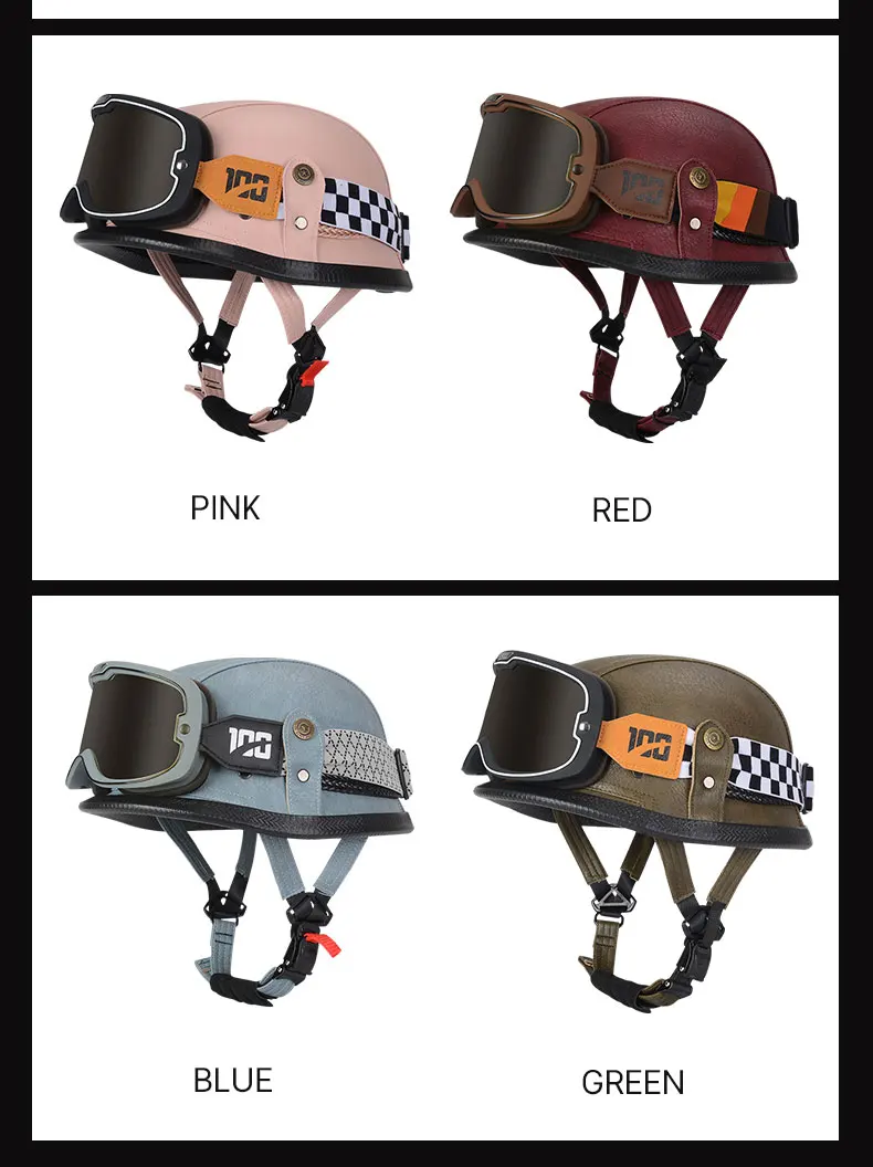 Casque de moto rétro vintage approuvé par le DOT pour hommes et femmes