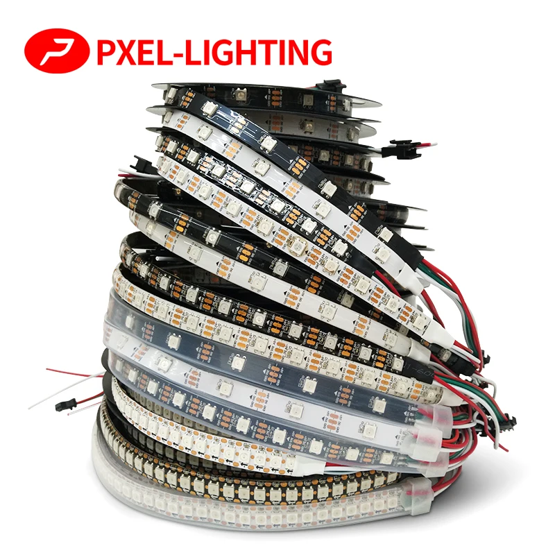 

DC5V WS2812B Individually Addressable 5050 RGB Led Strip WS2812 Smart Pixels Led Light Black White PCB Waterproof IP30/65/67