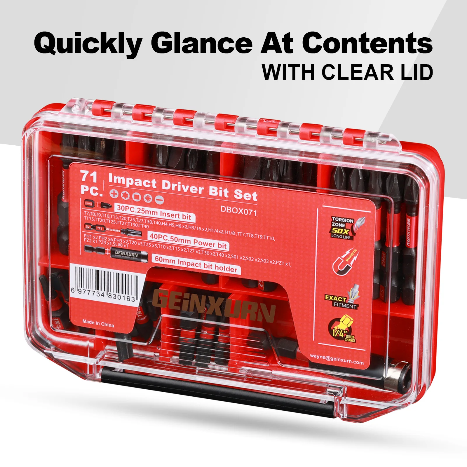 Impact Screwdriver Bits Set Geinxurn Case Storage Magnetic S2 Steel Multi Insert Power Bits Tips With Bit Holder Nut Driver