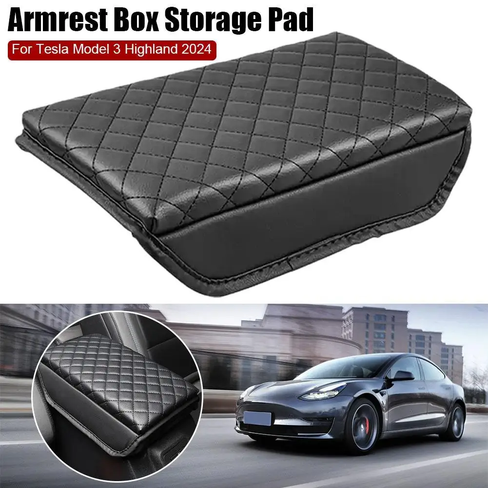 

Wave Embroider PU Leather Car Armrest Mat Center Console Arm Rest Protection Cushion Auto Armrests Storage Box Cover Pad