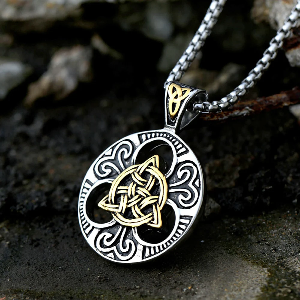 Vintage Irish Celtics Trinity Love Knot Necklace Pendant Mens Viking Nordic  Necklace Punk Stainless Steel Jewelry