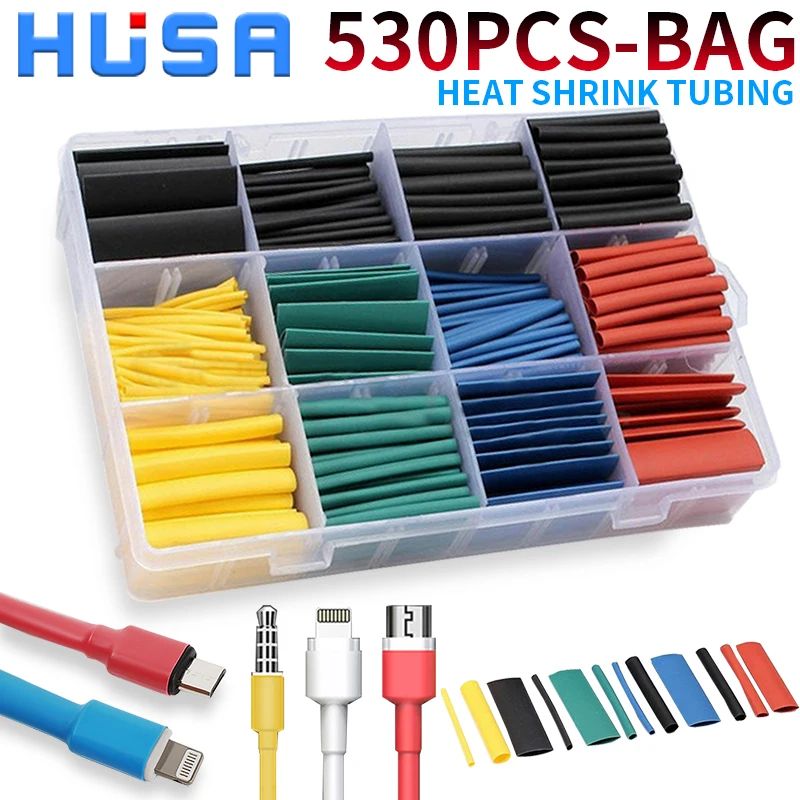 

530 BOX PCS 1:2 Ratio Heat shrink Thermoresistant Tube Heat Shrink Wrapping Kit Electrical Connection Wire Cable repair Insulati