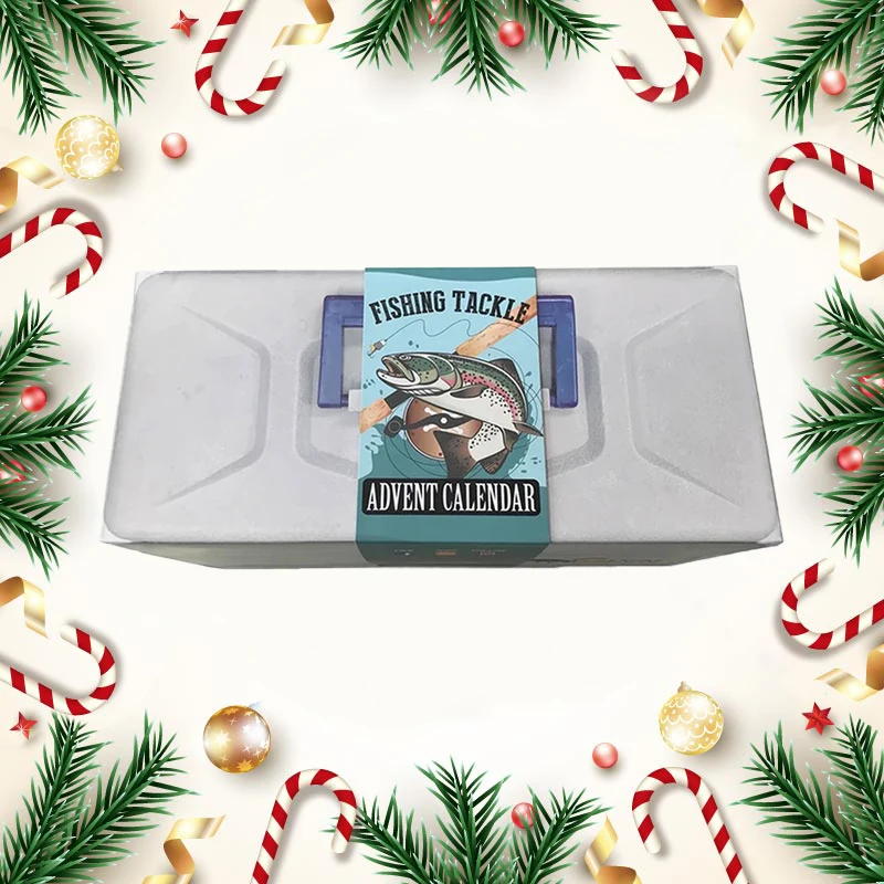 

Креативный календарь для рыбалки, календарь для обратного отсчета на Рождество, набор рыболовных приманок, коробка для рыболовных снастей, рождественский подарок для папы, мужчин