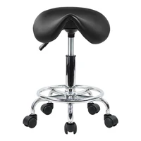 KKTONER Rolling Saddle Stool PU Leather Swivel Adjustable Rolling Stool with Wheels Salon Chair Black 1