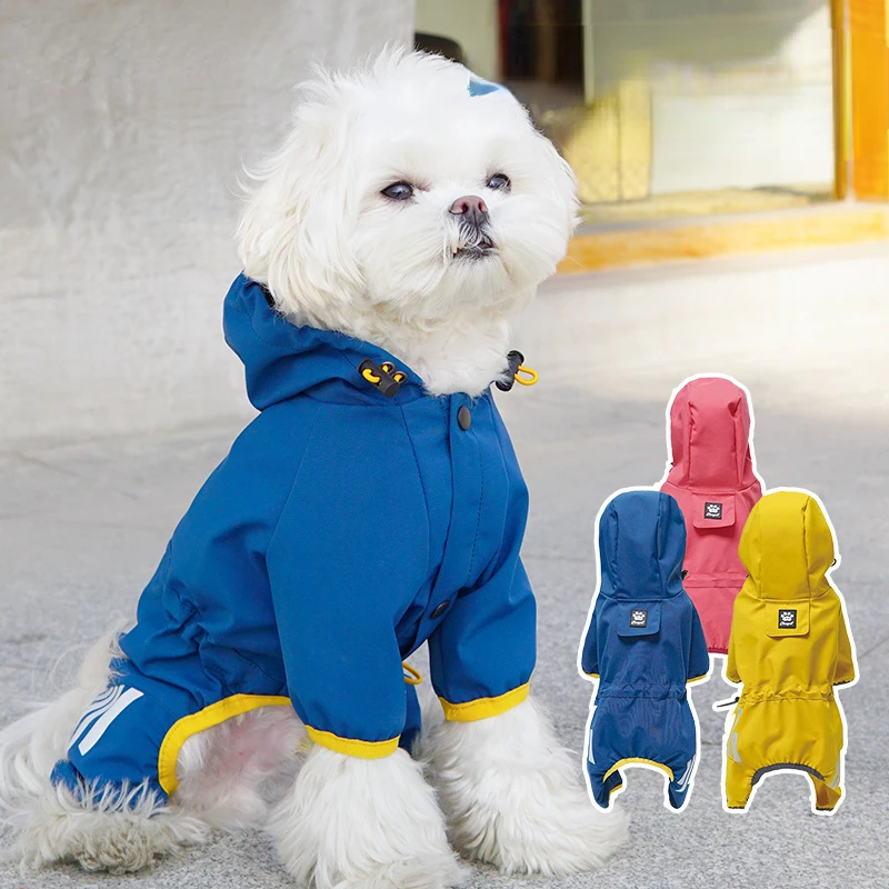 

Dog Raincoat, Four-legged Full Package Waterproof Poncho, Small and Medium-sized Dogs Rainy Night Reflective Strip Pet Clothes