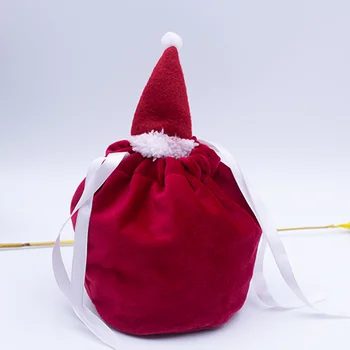Christmas Antlers Bags Red Santa Claus Velvet Draw String Candy Bags Gift Packing Bags Dropshipping Decoration 2023 Navidad