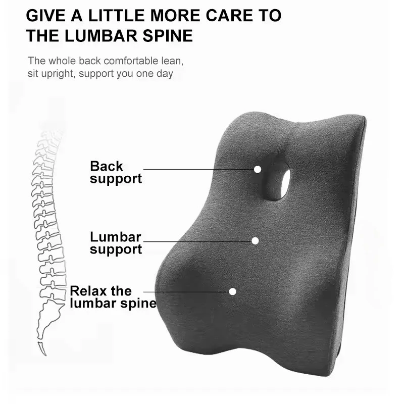 1pc Office Waist Pillow Ergonomic Lumbar Support Memory Cotton 4D Curved Waist Pad Car Waist Rest Office Waist Pillow