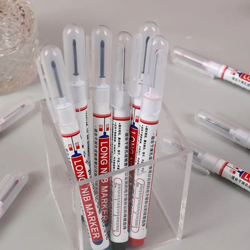 4-100PCS 20mm 깊은 구멍 긴 펜촉 헤드 마커 금속 천공 펜 방수 욕실 목공 장식 다목적