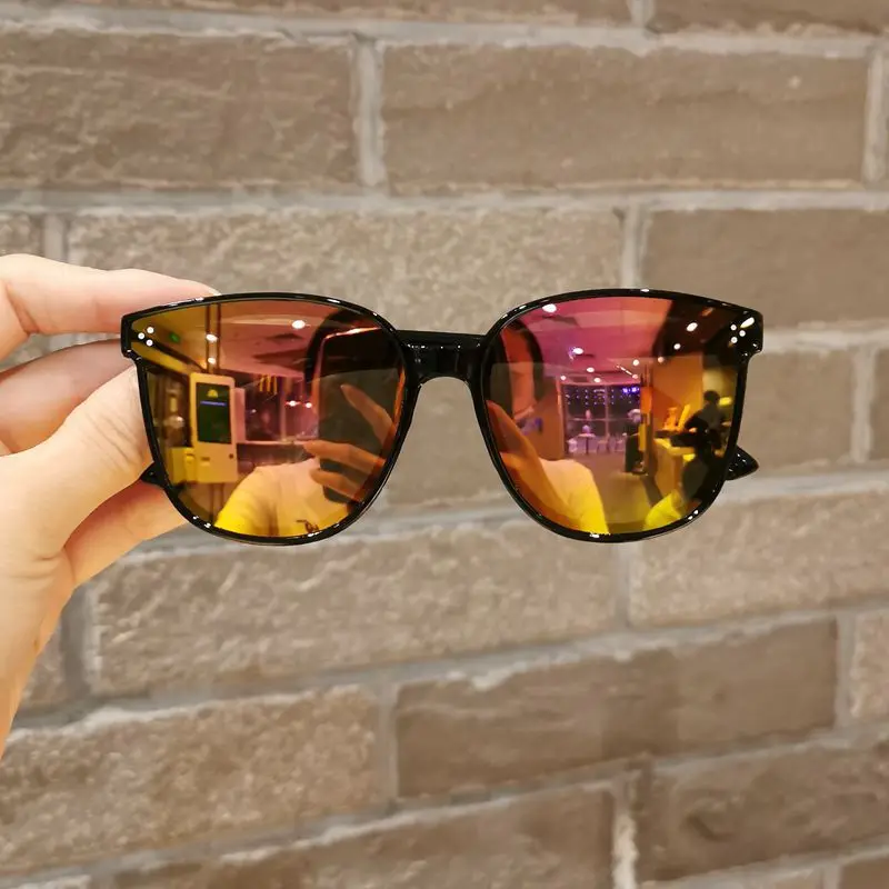 New Children Shape Round Sunglasses Girl Boy Shiny coating Double Color Vintage Sunglasses UV Protection Glasses Child_voghion.com