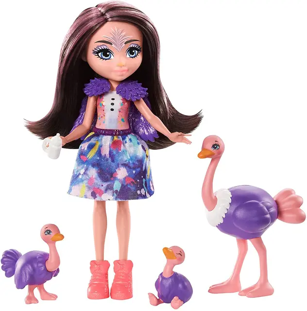 Enchantimals Sunny Savanna Doll Ofelia Ostrich Kamilla Kangaroo Royap Deanna Dragon Family Brystal Bunny Playset Doll Girl Gift 3