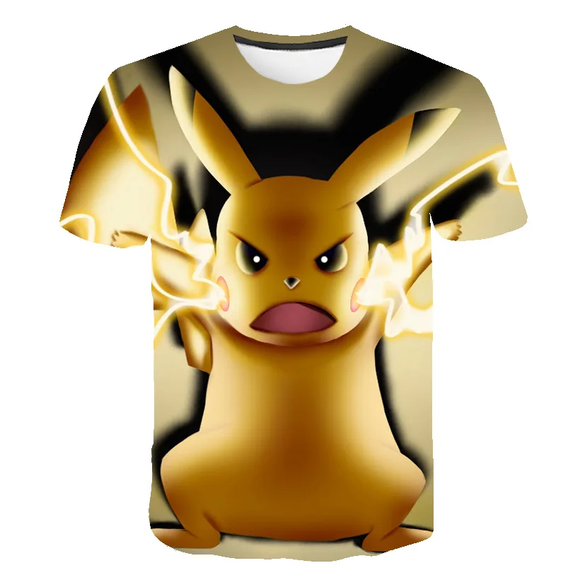 New kid's Summer Short Sleeve Anime pokemon 3D Printing boys girls T-shirt Harajuku Fashion Streetwear Size 4-14T hot sell children's t shirt with animals	