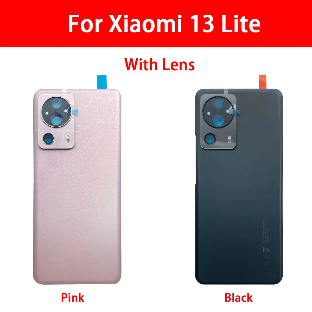 

5Pcs,Original Back Battery Glass Cover For Xiaomi Mi 13 Lite Back Cover With LOGO Replacement Rear Door Housing Battery Cover