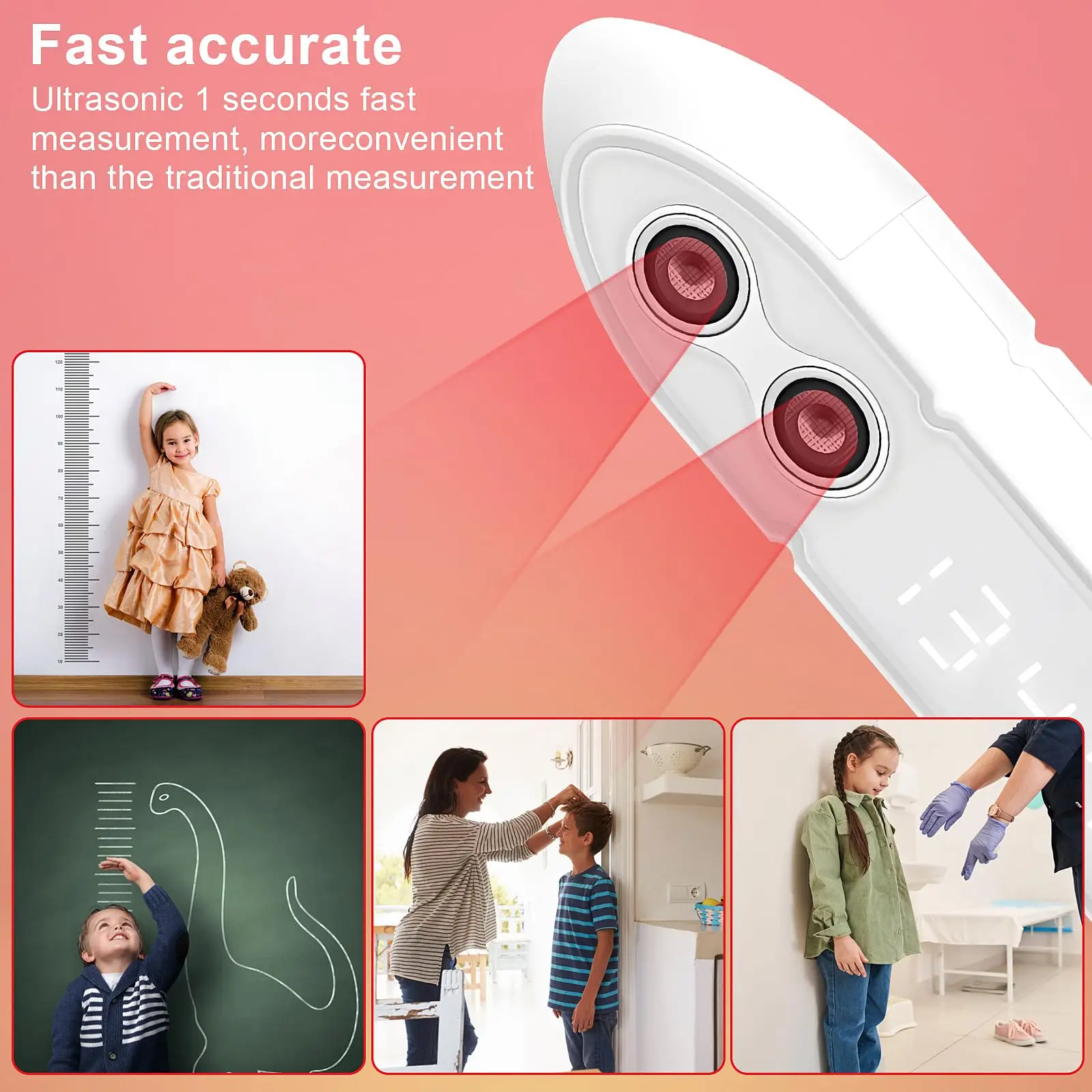 Height Measuring Stadiometer Portable Ultrasound Handheld Height Measuring Ruler LCD Digital Device Bluetooth For Kids digital height gauge