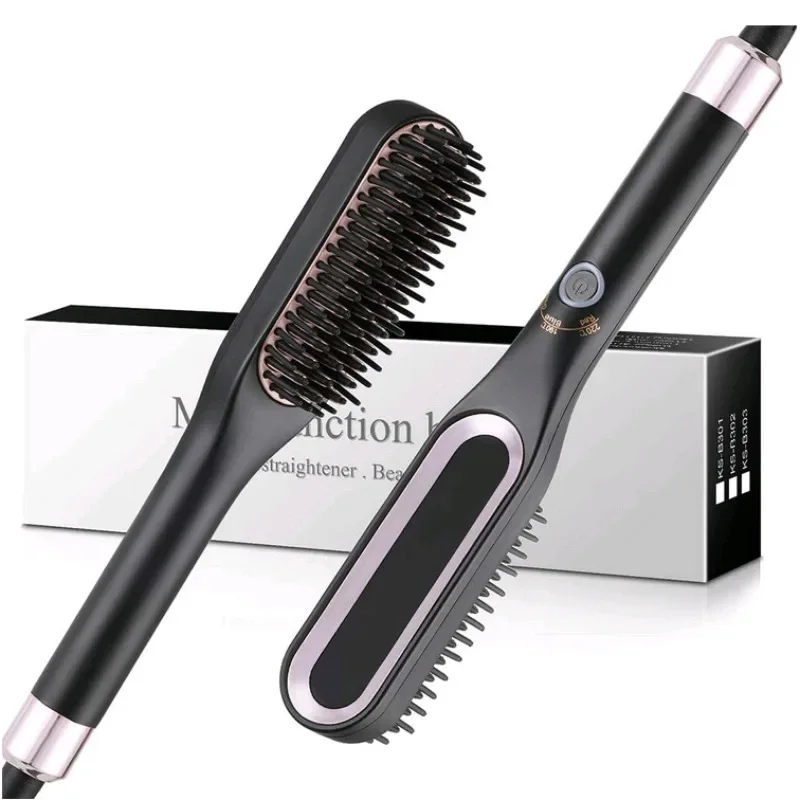 

3 In1 Mini Beard Straightener Man Electric Hot Heating Brushes For Ceramic Men Beard Comb Profissional Hair Straightening Iron