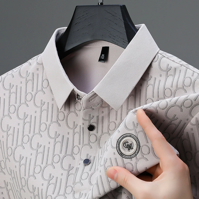 New men s short sleeved high end polo shirt light luxury printed top new-men-s-short-sleeved-high-end-polo-shirt-light-luxury-printed-top