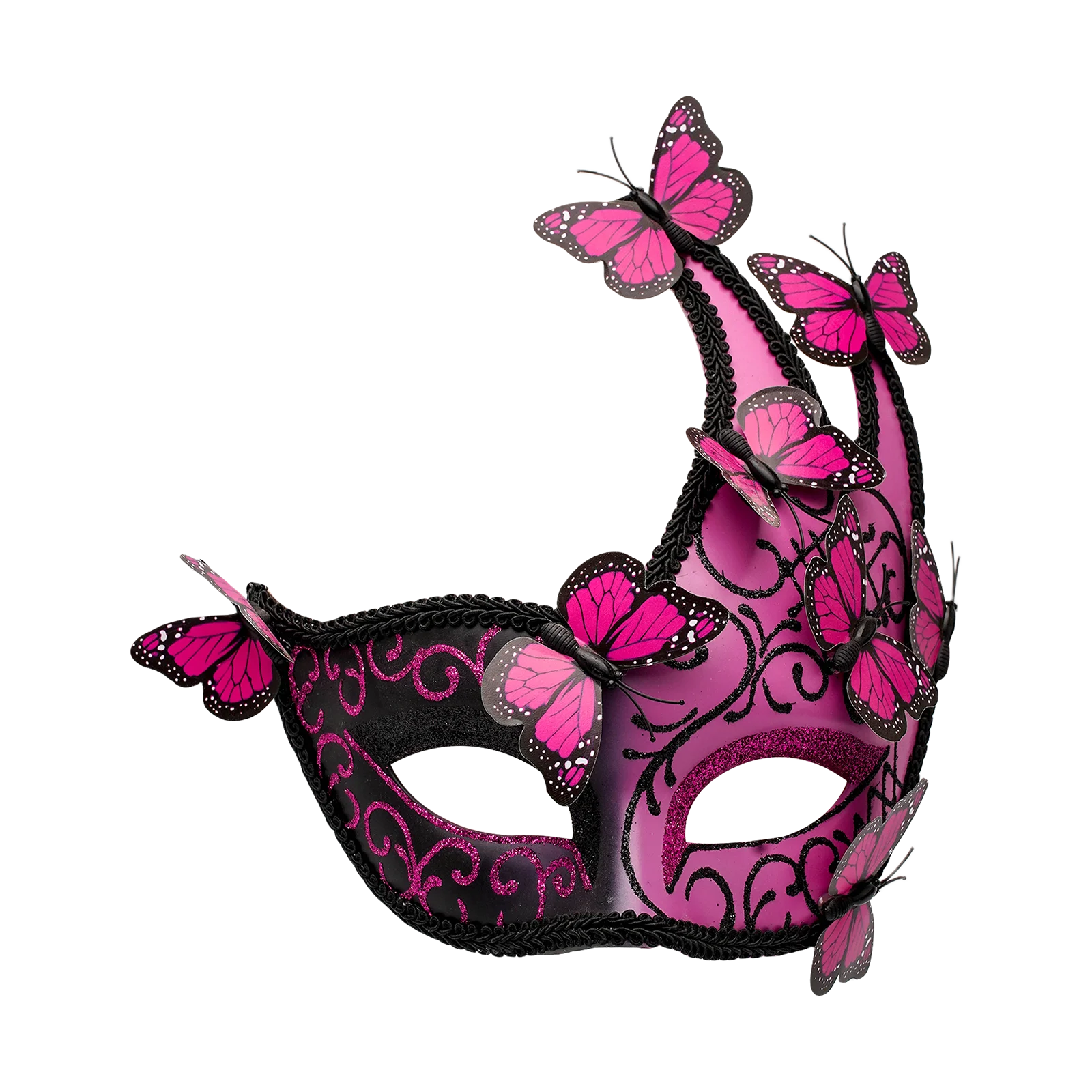 Venezianische Karneval Rosa Schmetterling Maskerade Maske Luxuriöse Schwarze Spitze Dekorative Maske für Party Halloween Kostüm Zubehör – Detail 2
