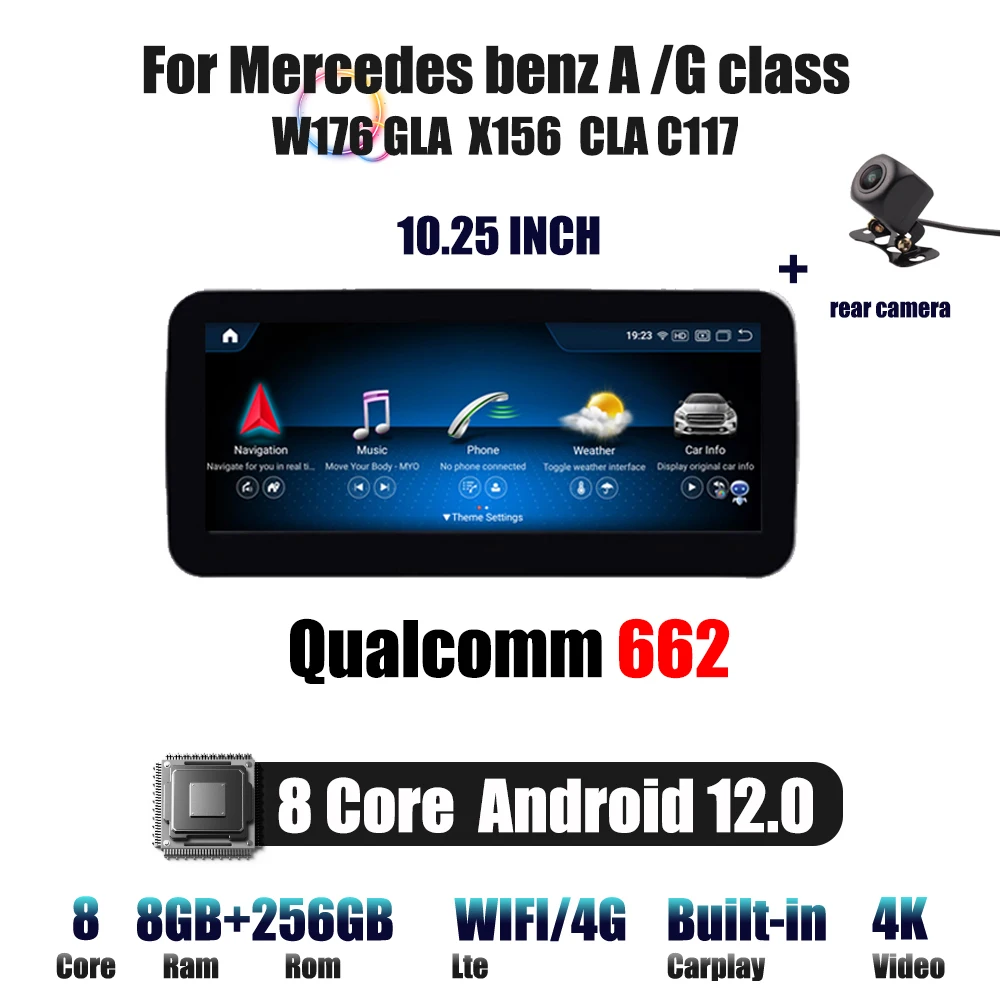 Radio con GPS para coche, reproductor con Android 12, Qualcomm, ocho  núcleos, pantalla táctil antideslumbrante, para Mercedes Benz Clase C, W204,  2008-2014 - AliExpress