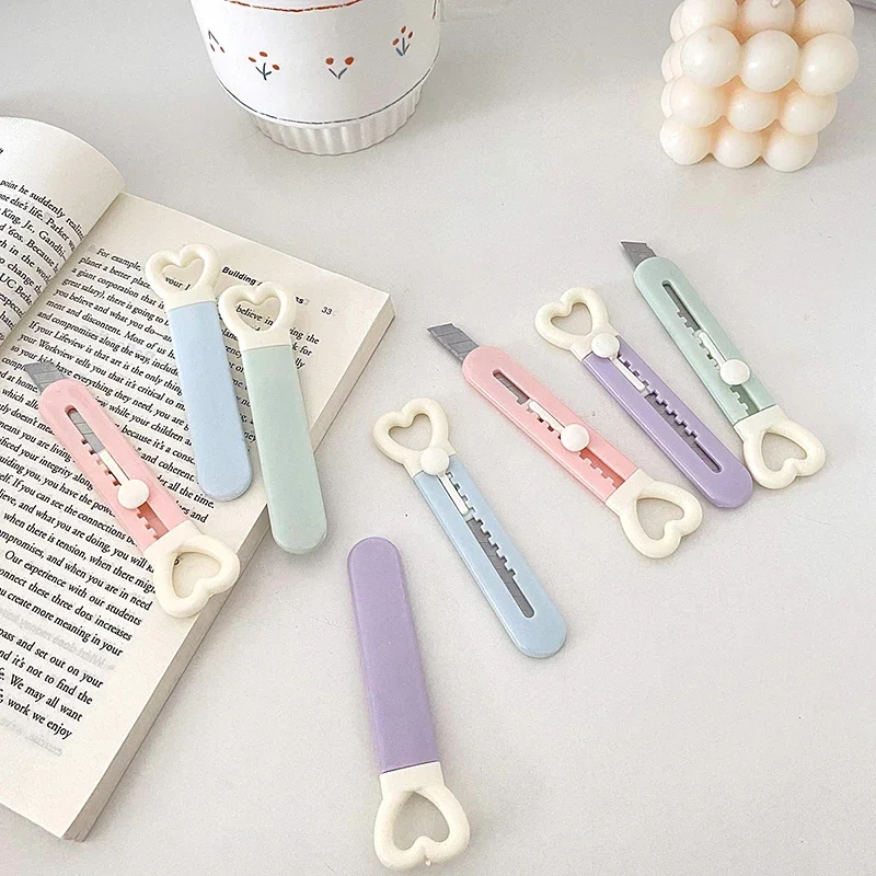 Cute Love Heart Utility Knife Sharp Blade Paper Cutter Envelope Box Opener Mini Pocket Art Knife