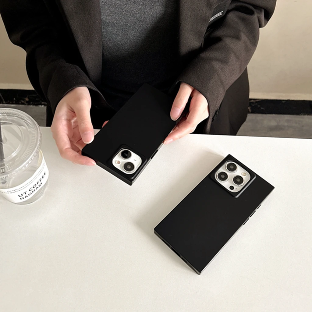 غطاء جراب هاتف أسود غير لامع مستطيلي أحادي اللون ،...