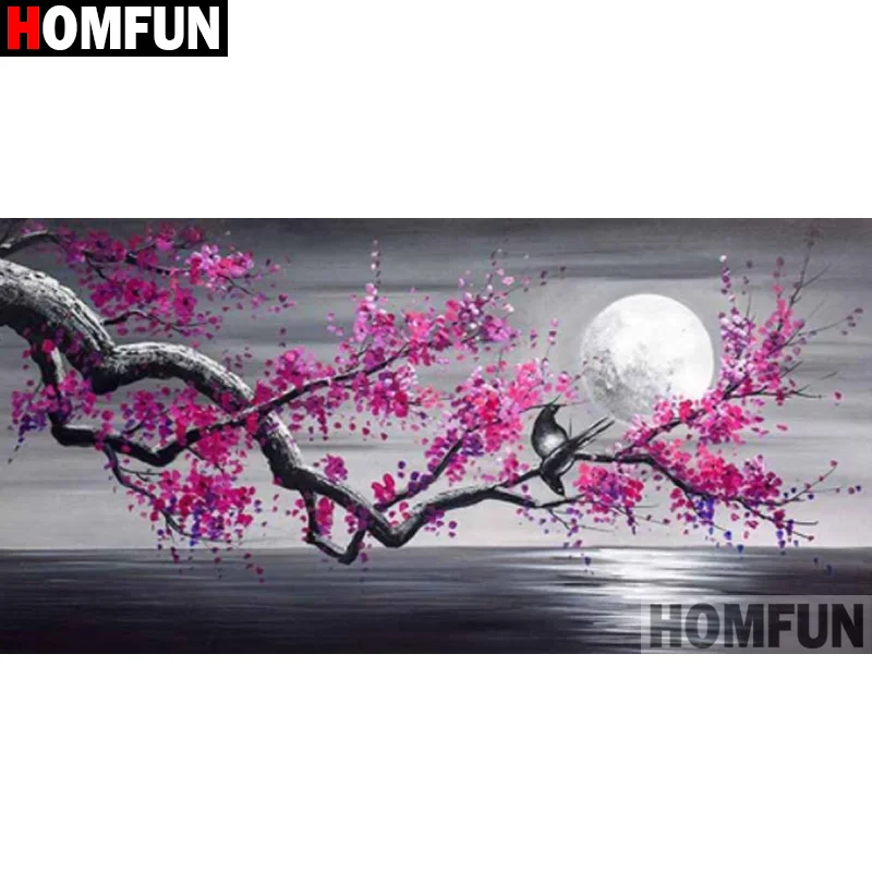 

Алмазная вышивка HOMFUN, Набор для вышивки крестиком 5D «пейзаж с цветком Moon»