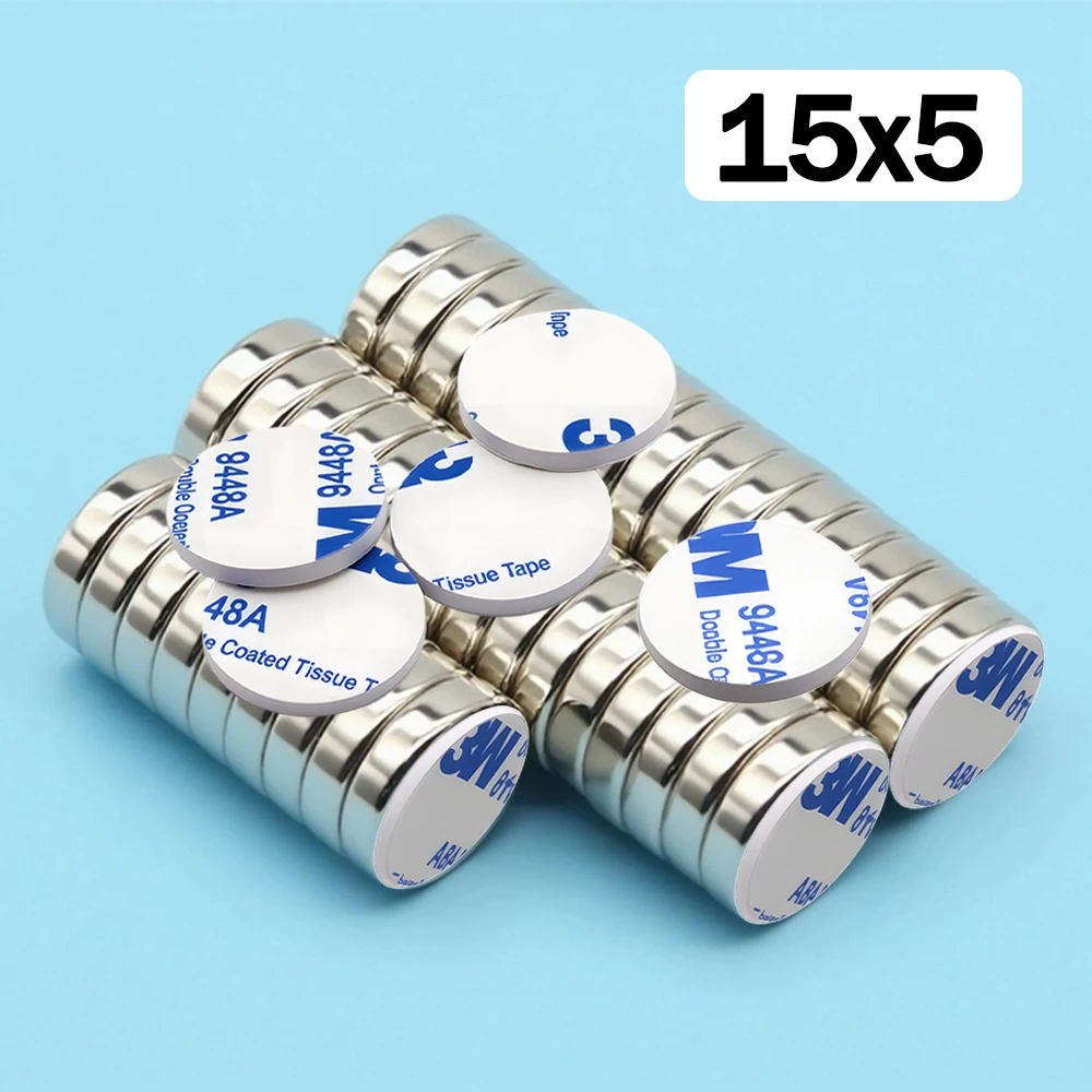 Ultra-Strong Neodymium Magnet with Adhesive Backing - Round N35 Permanent Magnet