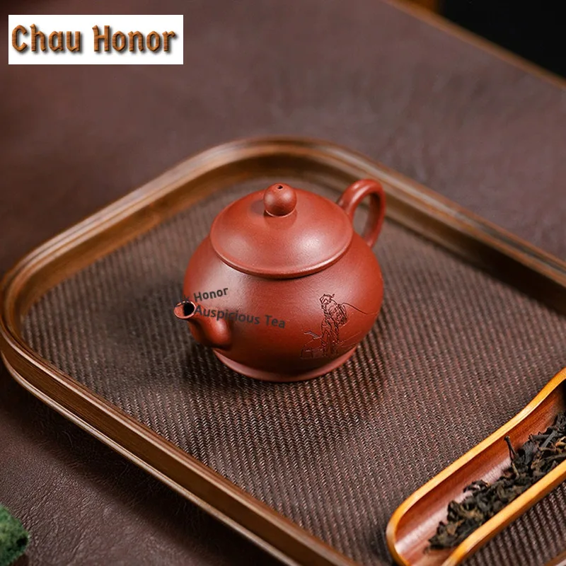 170ml Boutique Yixing Purple Clay Teapots Handmade Pyriform Pot Raw Ore Mud Tea Soaking Kettle Chinese Zisha Tea Set Cafes Gift