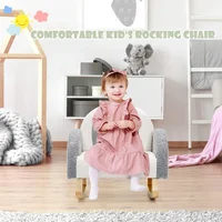 Kids Sofa, Toddler Rocking Chair with Solid Wooden Frame, Anti-Tipping Design, Plush Fabric, Children Armchair for Nursery 2