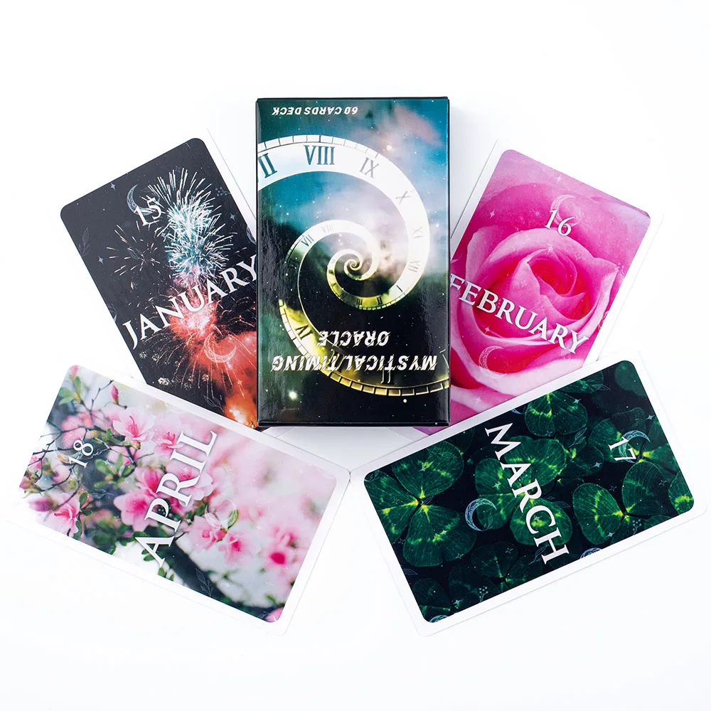 Mystical Timing Oracle 60Cards 10.3*6Cm Time Frame Twin Flame Tarot Deck Cosmic