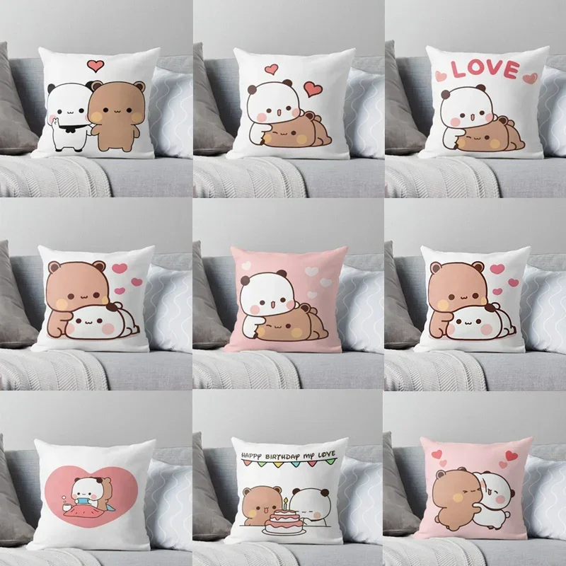 

Panda Bear Hug Bubu Duda Mochi Peach Cat Throw Pillow Bedroom Sofa Anime Bed Fashion Pillowcase